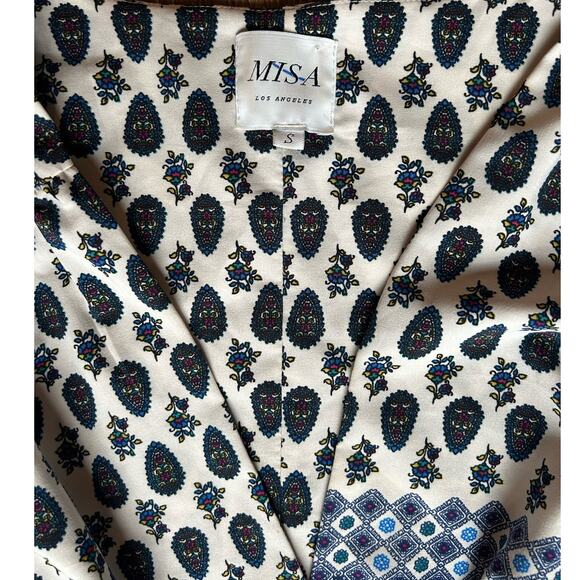 MISA Paisley Wrap Dress With Braided Belt Layered Balloon Sleeves Boho Style‎ S - Picture 3 of 9